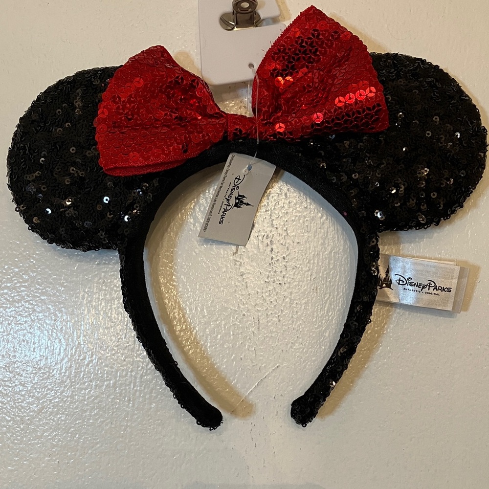 Disney Black Sequin Ears with Red Bow mini mouse